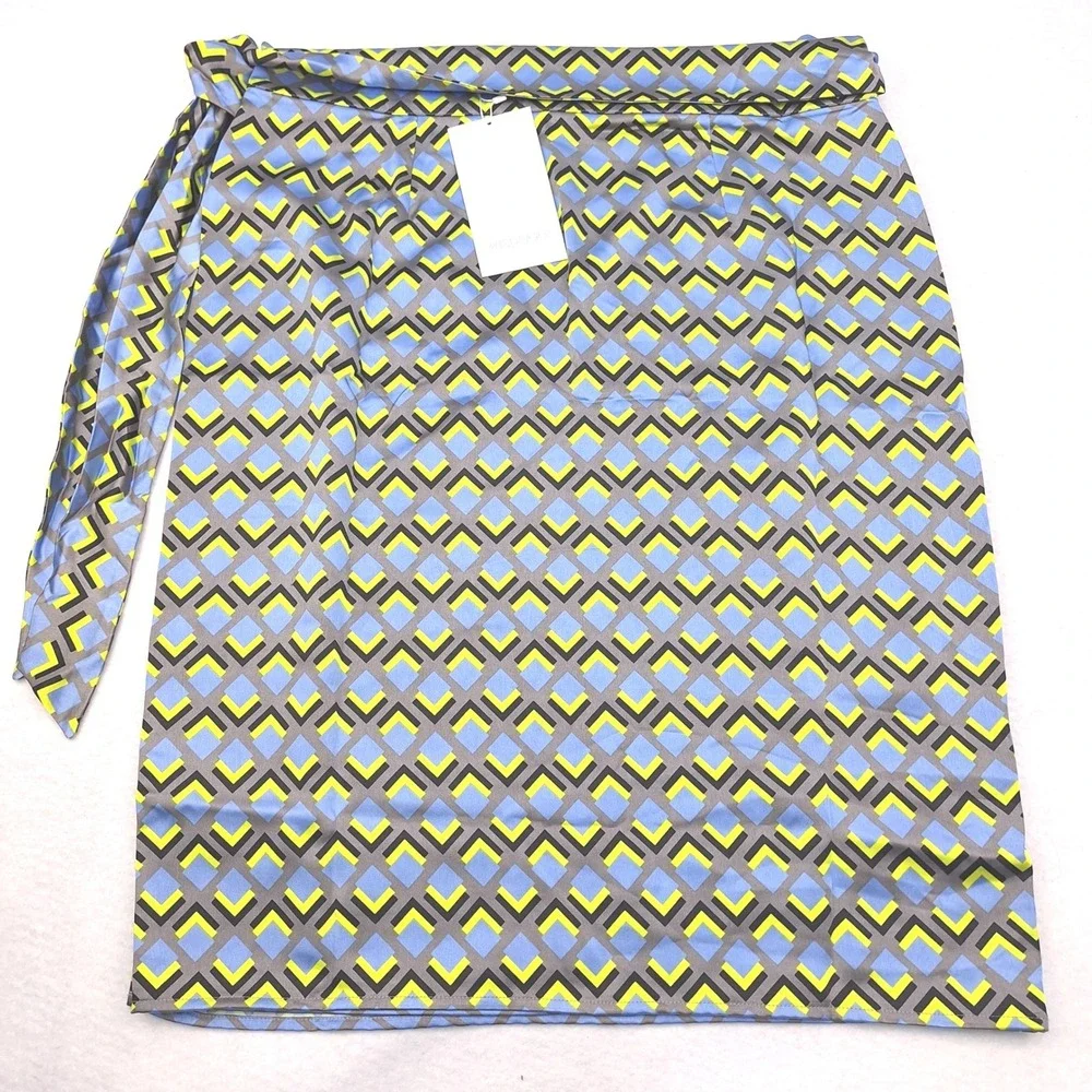 Wildfang‎ Empower Satin Wrap Skirt Womens XL Cubic Geometric Chevron Modern NWT